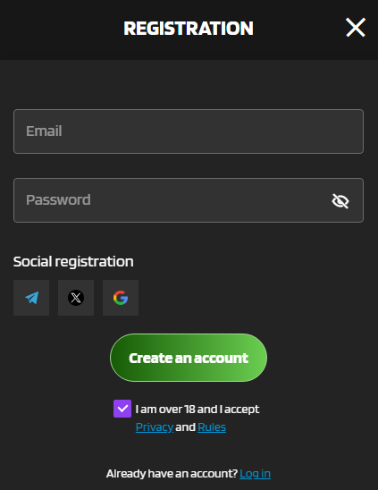 Richy Farmer Casino registration form